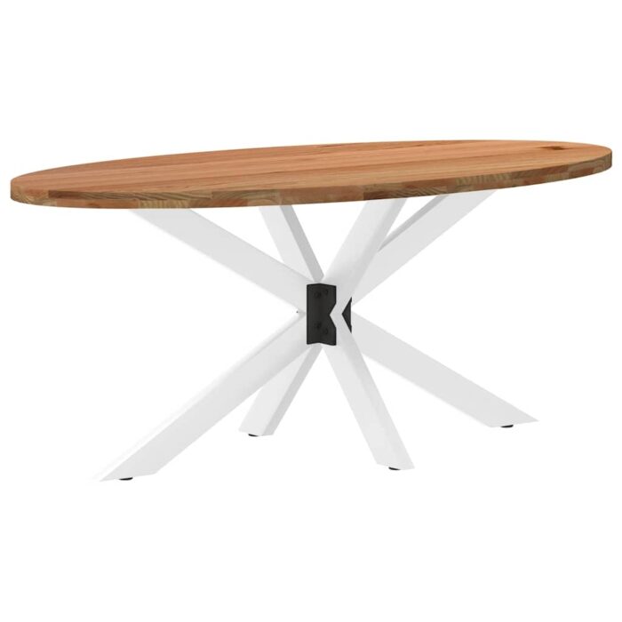 Table à manger marron clair bois de chêne massif ovale – Image 4