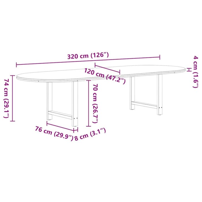 Table à manger marron clair bois de chêne massif ovale – Image 12