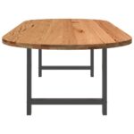 Table à manger marron clair bois de chêne massif ovale – Image 3
