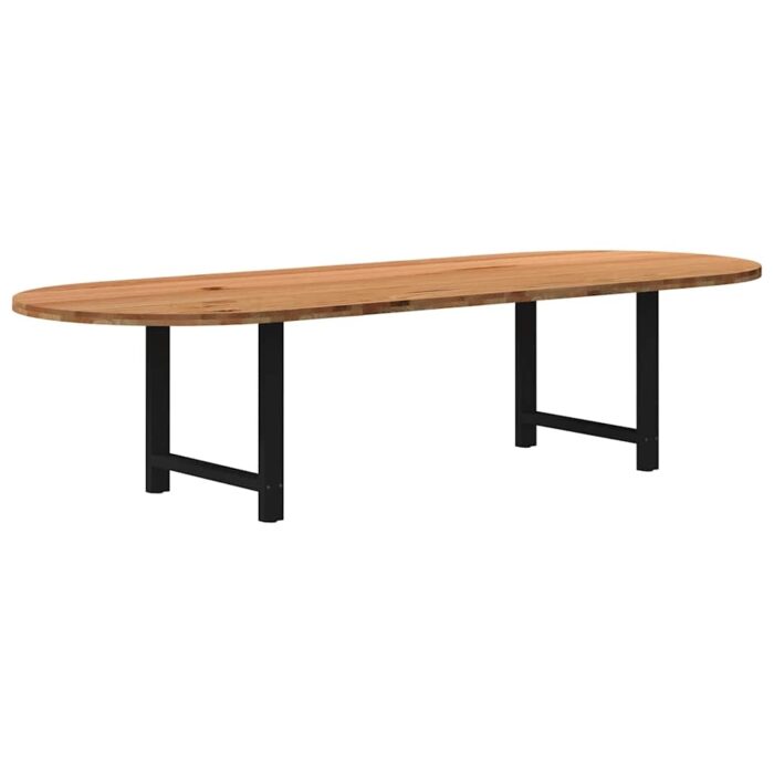 Table à manger marron clair bois de chêne massif ovale – Image 1