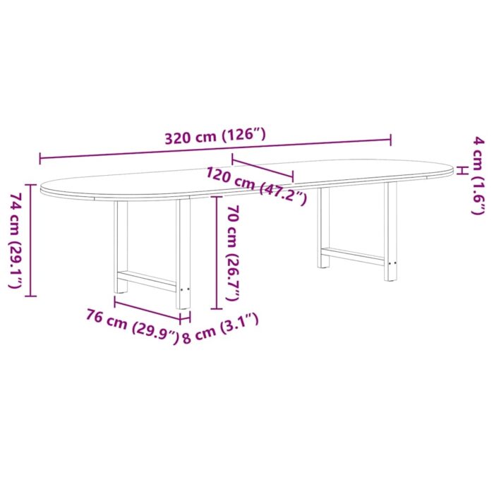 Table à manger marron clair bois de chêne massif ovale – Image 12