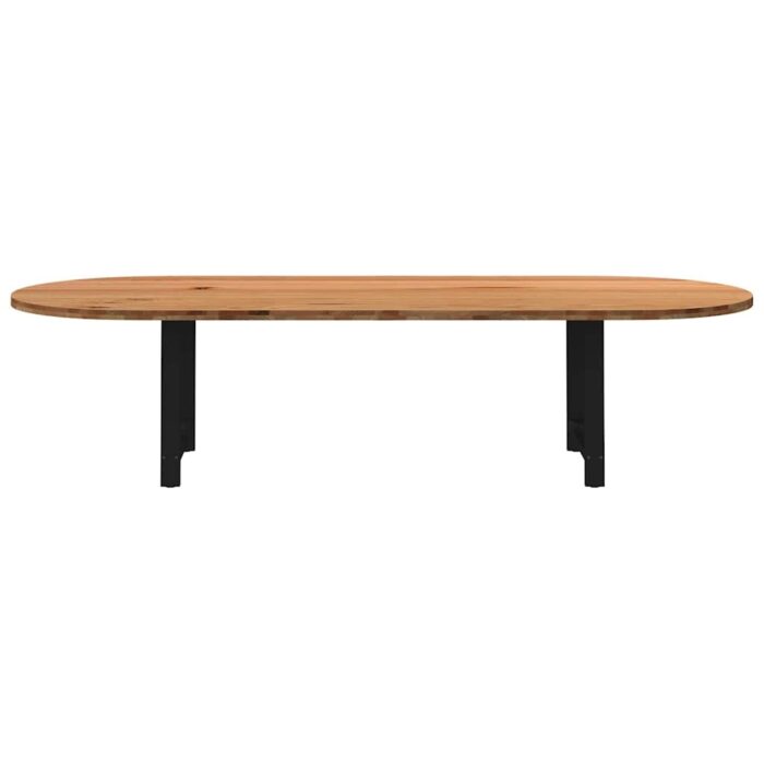 Table à manger marron clair bois de chêne massif ovale – Image 2