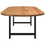 Table à manger marron clair bois de chêne massif ovale – Image 3