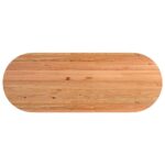 Table à manger marron clair bois de chêne massif ovale – Image 5