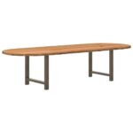 Table à manger marron clair bois de chêne massif ovale