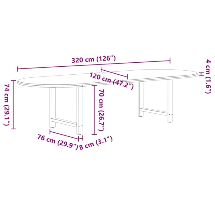 Table à manger marron clair bois de chêne massif ovale – Image 12