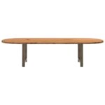 Table à manger marron clair bois de chêne massif ovale – Image 2