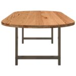 Table à manger marron clair bois de chêne massif ovale – Image 3