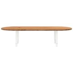Table à manger marron clair bois de chêne massif ovale – Image 2