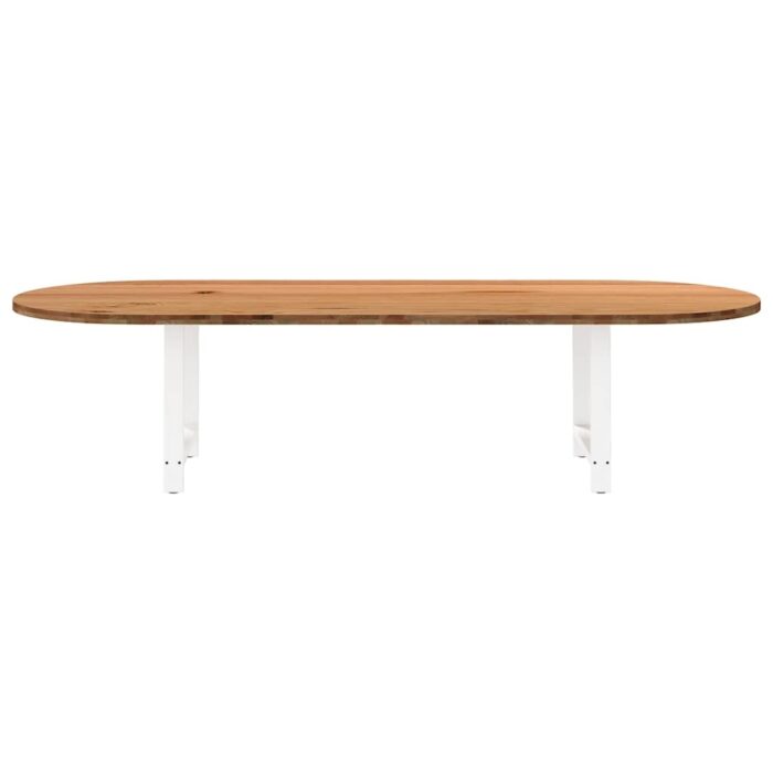 Table à manger marron clair bois de chêne massif ovale – Image 2