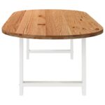 Table à manger marron clair bois de chêne massif ovale – Image 3