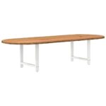 Table à manger marron clair bois de chêne massif ovale – Image 4