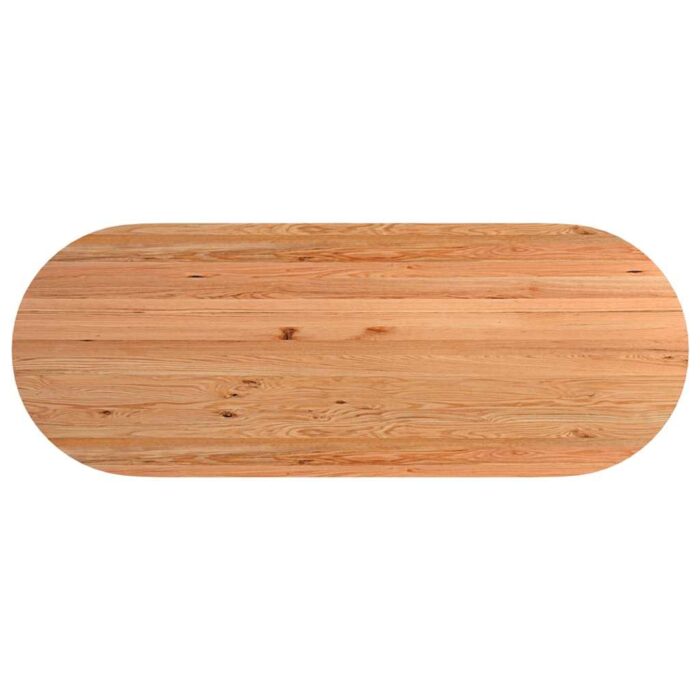 Table à manger marron clair bois de chêne massif ovale – Image 5
