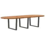 Table à manger marron clair bois de chêne massif ovale