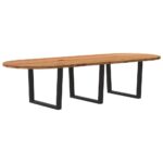 Table à manger marron clair bois de chêne massif ovale