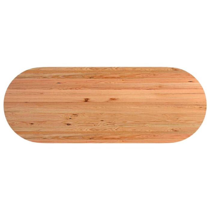 Table à manger marron clair bois de chêne massif ovale – Image 6