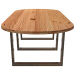 Table à manger marron clair bois de chêne massif ovale – Image 4