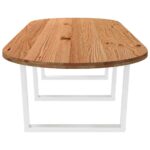 Table à manger marron clair bois de chêne massif ovale – Image 4