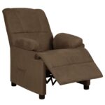 Fauteuil inclinable marron tissu microfibre – Image 2