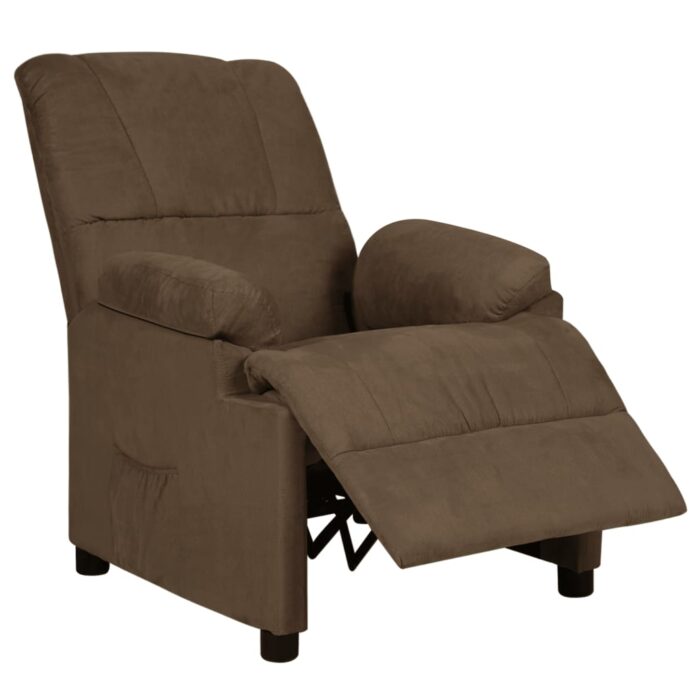Fauteuil inclinable marron tissu microfibre – Image 2