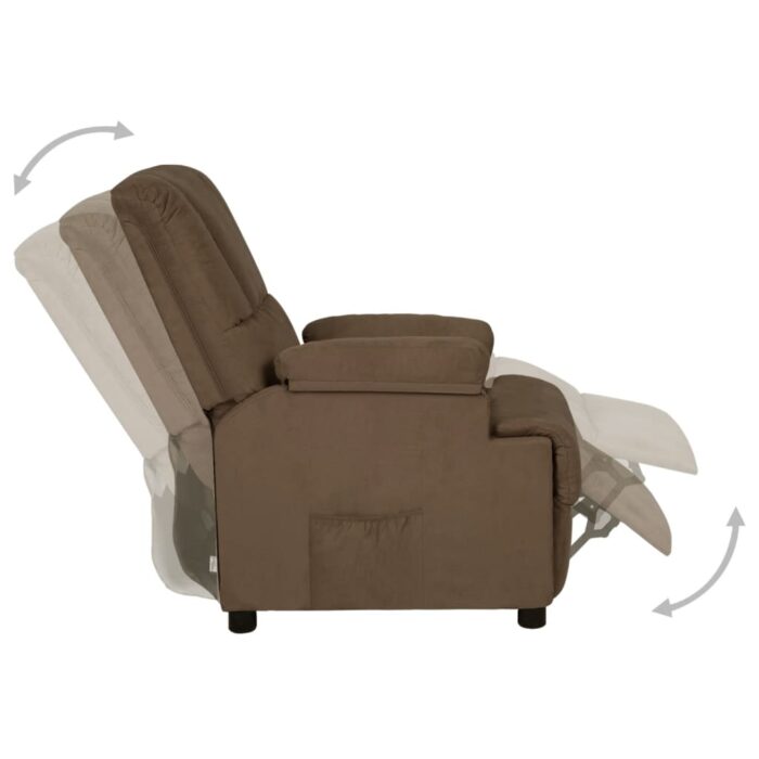 Fauteuil inclinable marron tissu microfibre – Image 3