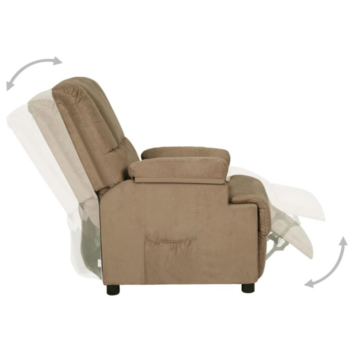 Fauteuil inclinable taupe tissu microfibre – Image 3