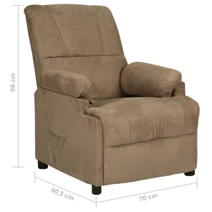 Fauteuil inclinable taupe tissu microfibre – Image 7