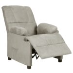 Fauteuil inclinable gris clair tissu microfibre – Image 2