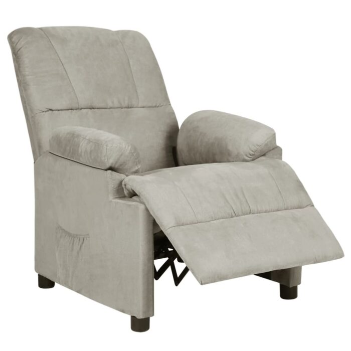 Fauteuil inclinable gris clair tissu microfibre – Image 2