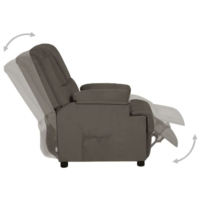 Fauteuil inclinable gris foncé tissu microfibre – Image 3