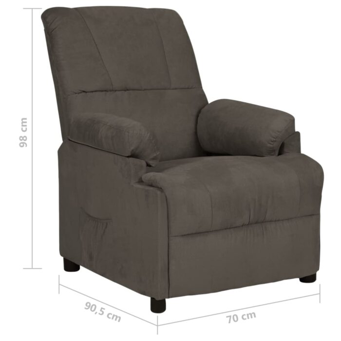 Fauteuil inclinable gris foncé tissu microfibre – Image 7