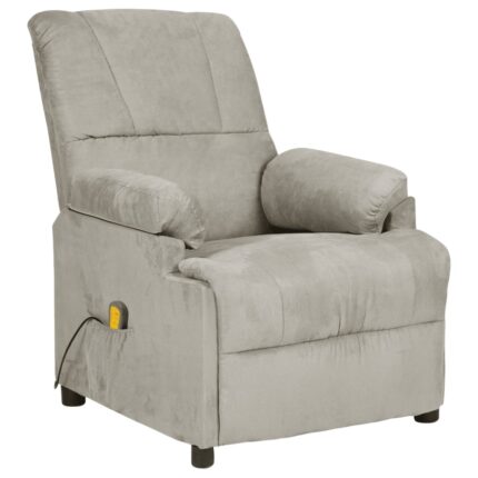 Fauteuil de massage gris clair tissu microfibre