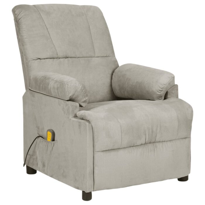Fauteuil de massage gris clair tissu microfibre – Image 1