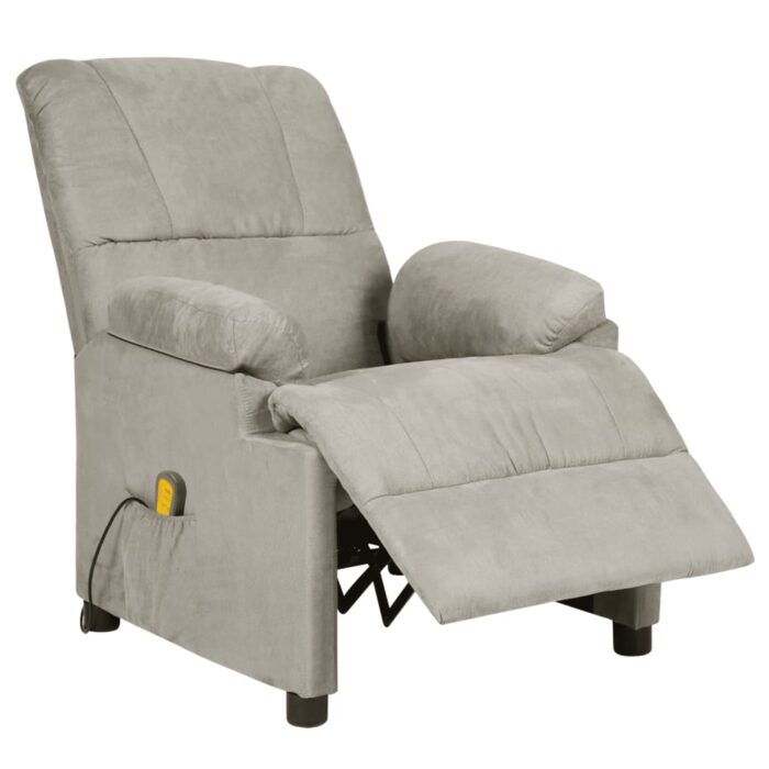 Fauteuil de massage gris clair tissu microfibre – Image 2