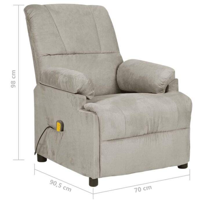 Fauteuil de massage gris clair tissu microfibre – Image 7