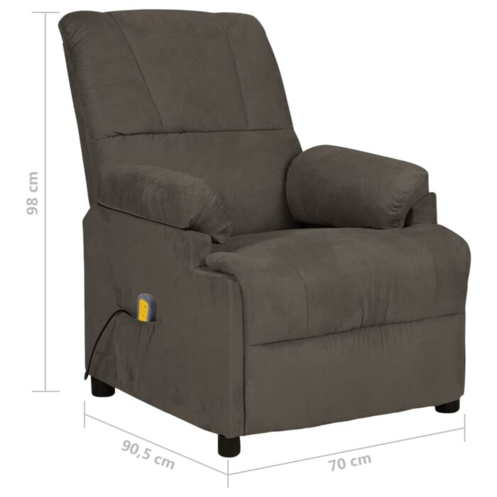 Fauteuil de massage gris foncé tissu microfibre – Image 7