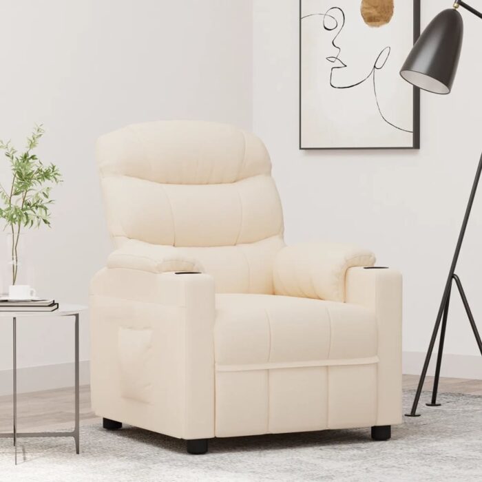 Fauteuil inclinable Crème Tissu – Image 1