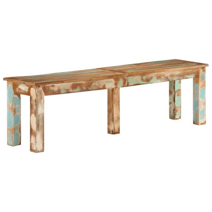 Banc 160x35x46 cm bois de récupération massif – Image 9