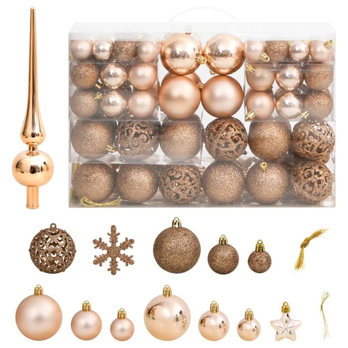 356112_1.jpg Ensemble de boules de Noël 111 pièces doré rose polystyrène – Image 1