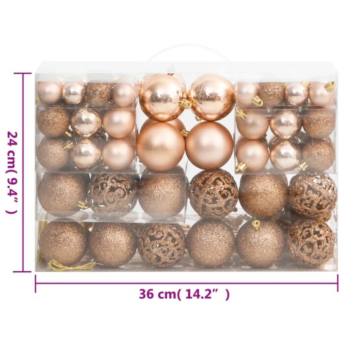 Ensemble de boules de Noël 111 pièces doré rose polystyrène – Image 10