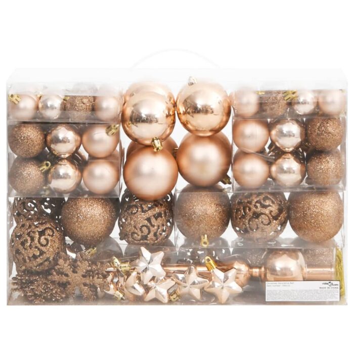 Ensemble de boules de Noël 111 pièces doré rose polystyrène – Image 2