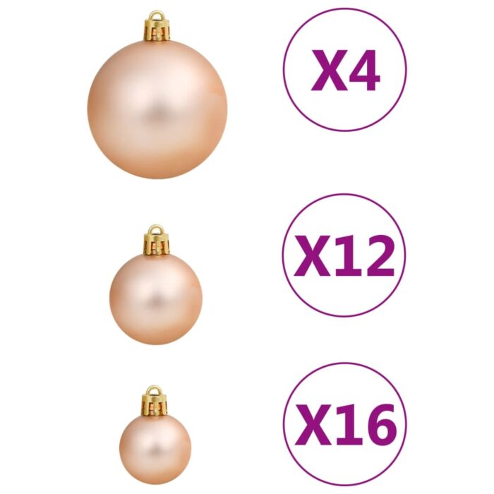 Ensemble de boules de Noël 111 pièces doré rose polystyrène – Image 6