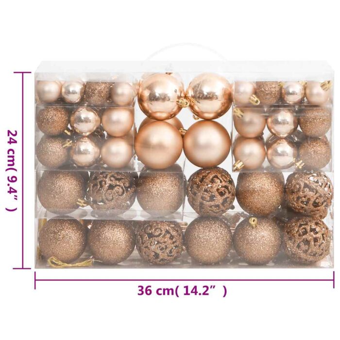 Ensemble de boules de Noël 111 pièces doré rose polystyrène – Image 9