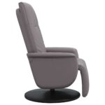 Fauteuil inclinable avec repose-pieds gris similicuir – Image 2