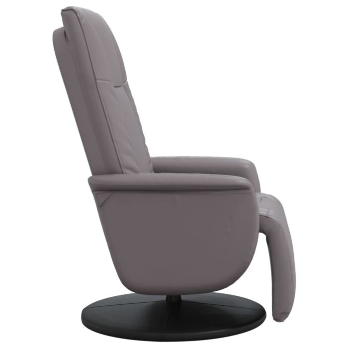 Fauteuil inclinable avec repose-pieds gris similicuir – Image 2