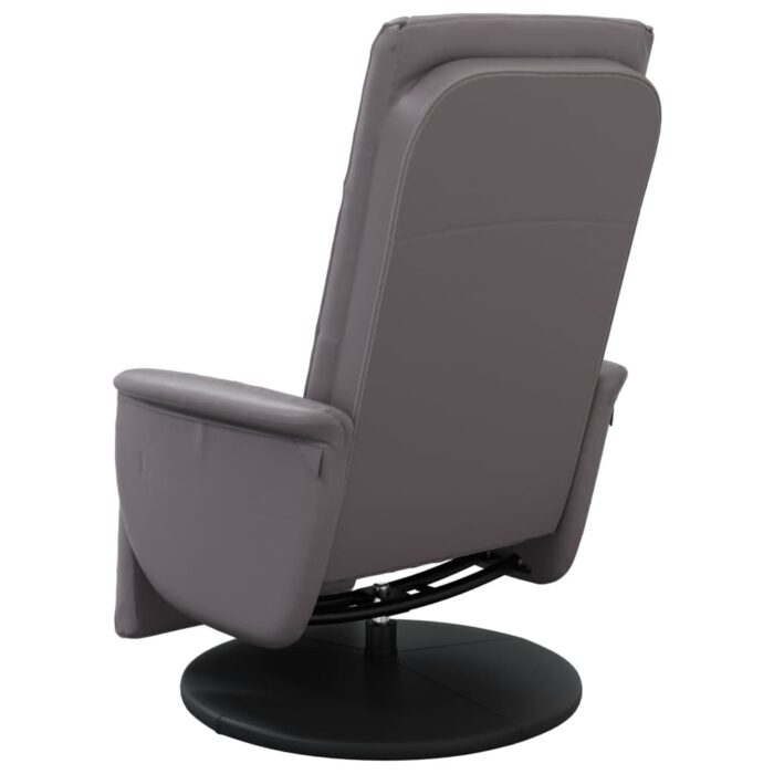 Fauteuil inclinable avec repose-pieds gris similicuir – Image 3