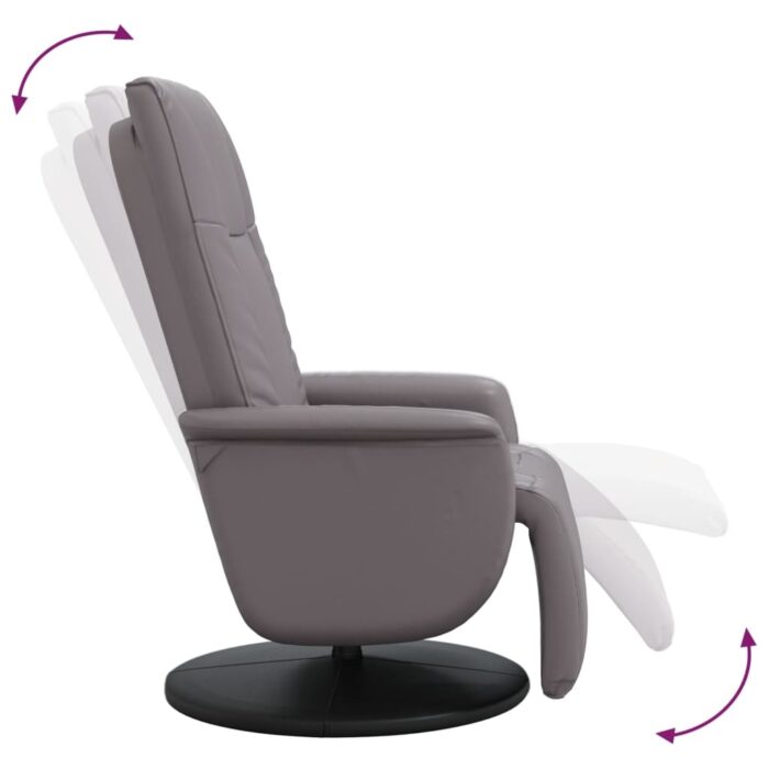Fauteuil inclinable avec repose-pieds gris similicuir – Image 4