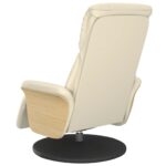 Fauteuil inclinable avec repose-pieds crème similicuir – Image 3