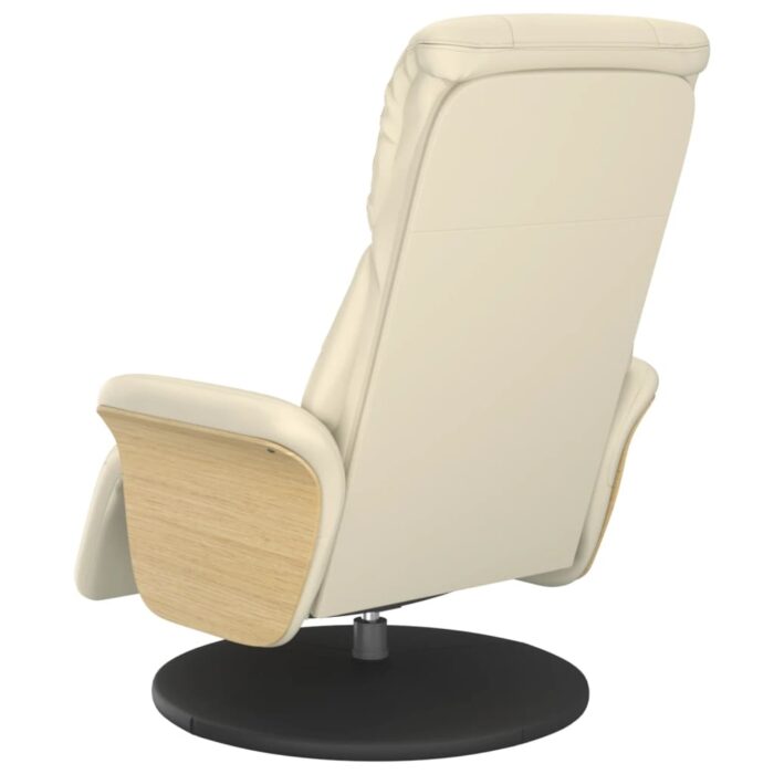 Fauteuil inclinable avec repose-pieds crème similicuir – Image 3