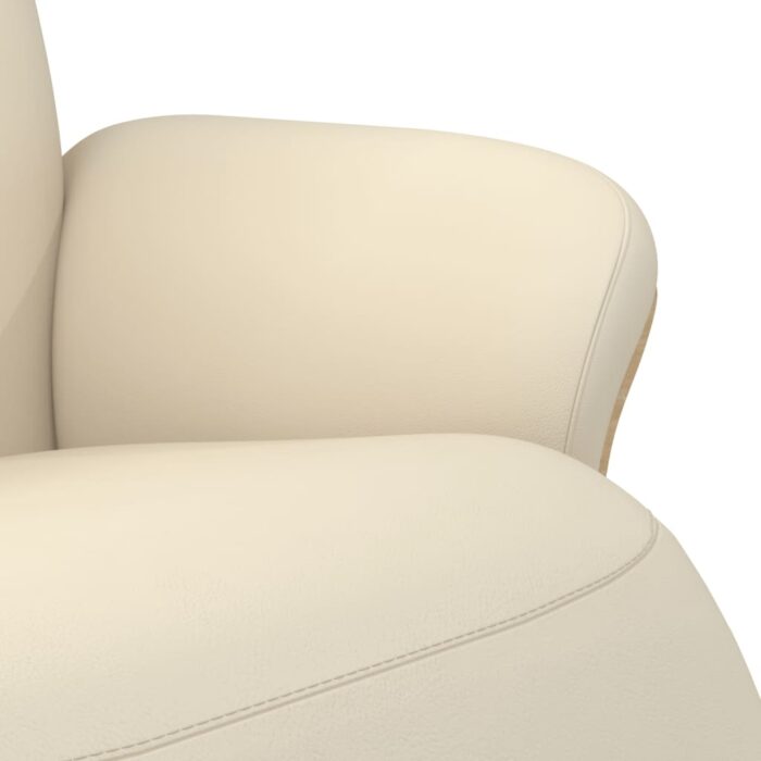 Fauteuil inclinable avec repose-pieds crème similicuir – Image 5